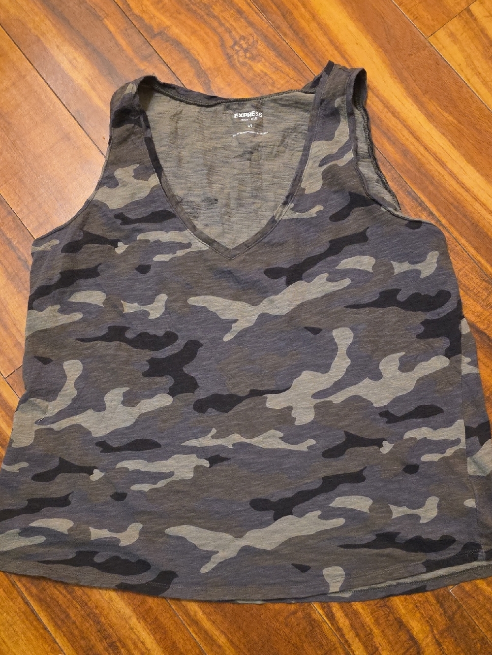 Express Olive & Black Camo V‑Neck Tank